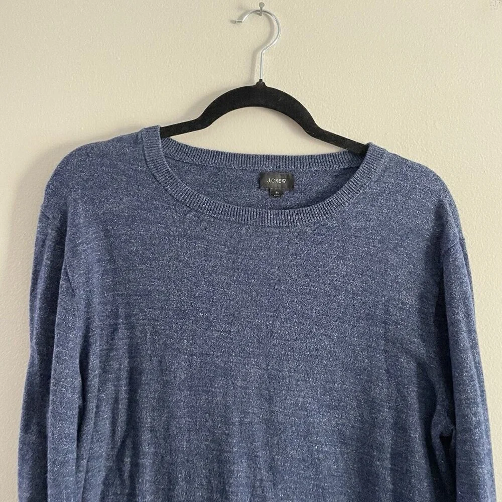 J.Crew Men M Blue Long Sleeve Lightweight Cotton Crewneck Pullover Sweater